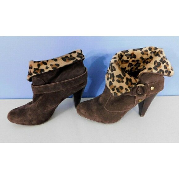 STYLE & CO BROWN SUEDE LEATHER ANKLE BOOTS WOMAN'S SIZE 5.5 M WITH FAUX FUR - Picture 5 of 8